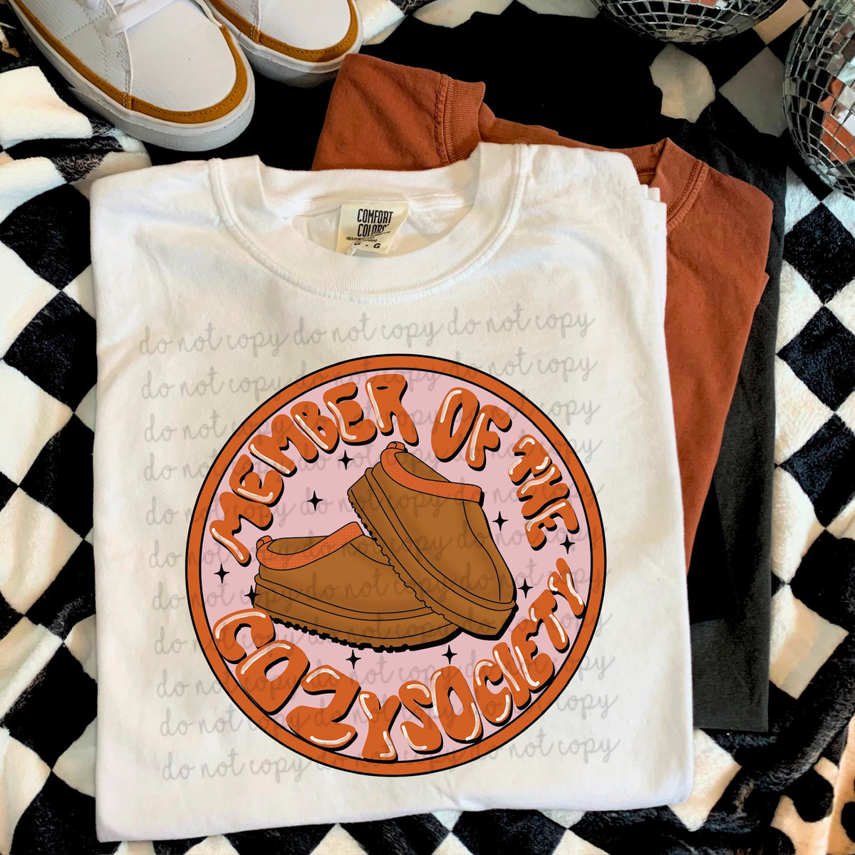 Member of the cozy society circle DTF transfer