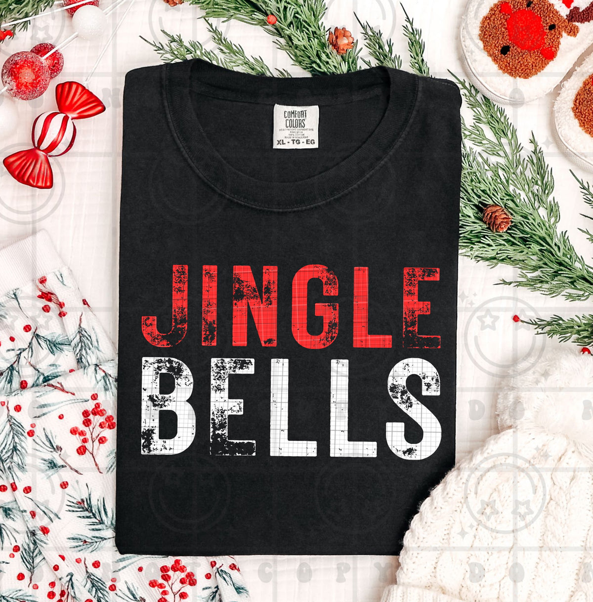 Jingle Bells red and white (HW) DTF Transfer