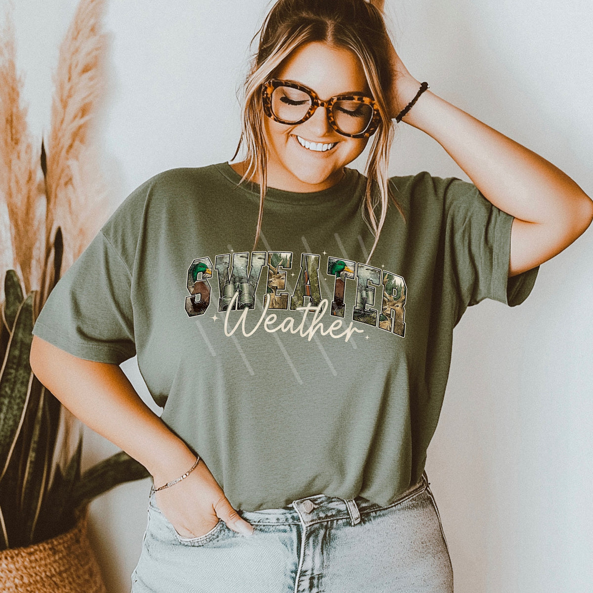 Sweater Weather hunting Varsity (light words) 113676 DTF transfer