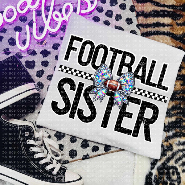 Football sister rhinestone bow (ECHT) 58783 DTF transfer