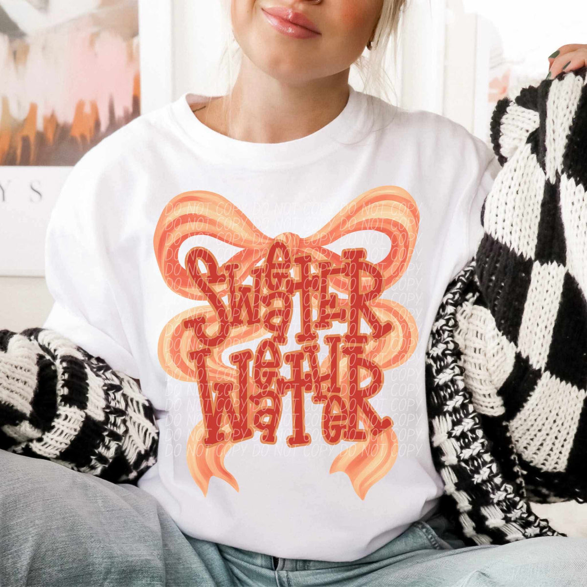 Sweater weather orange and cream bow CITY DTF transfer