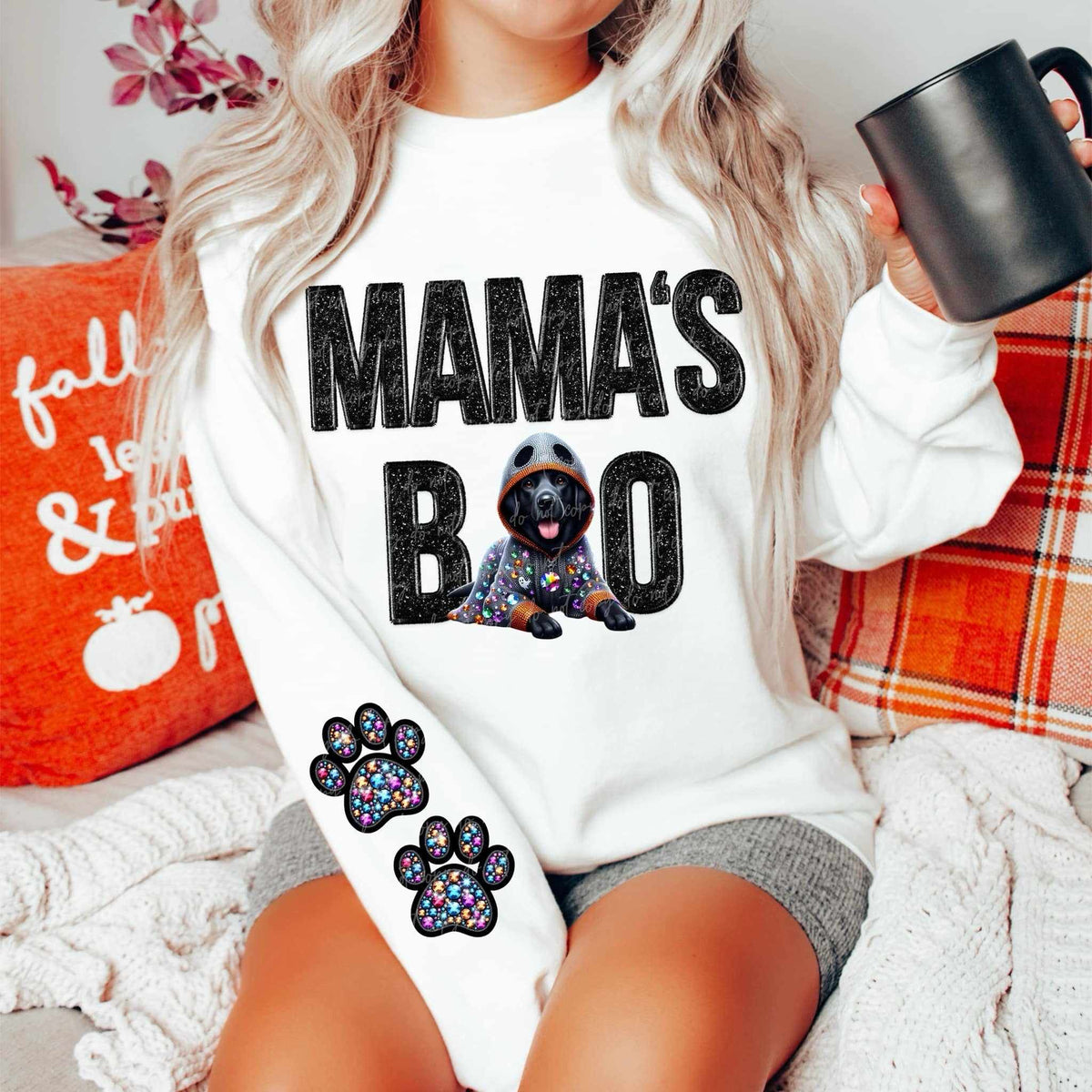Mamas boo black lab FRONT ONLY 52908 DTF transfer