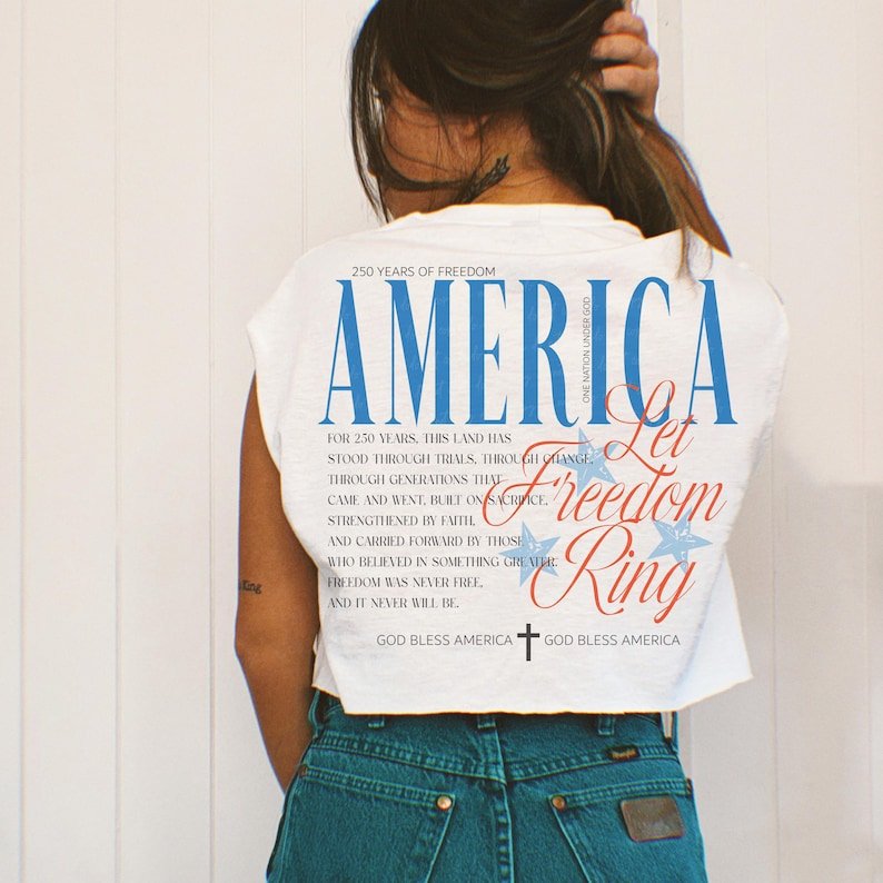 America let freedom ring blue and orange font Sunday Special DTF transfer