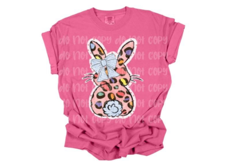 Pink leopard bunny 85133 DTF transfer