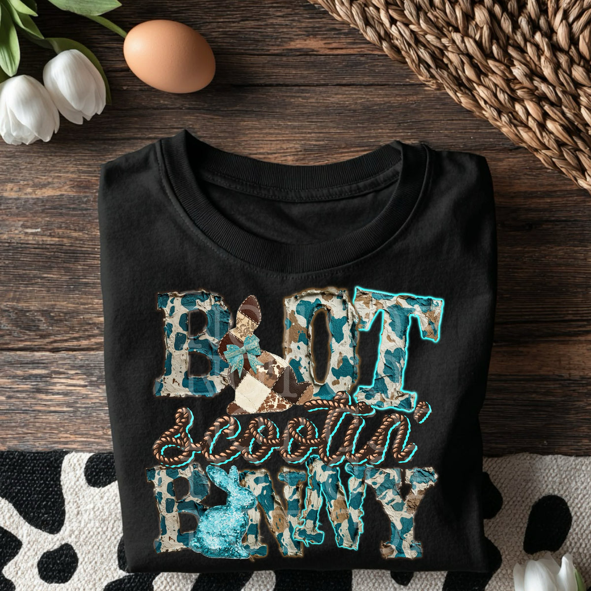 Boot scootin’ bunny c's Sunday special DTF transfer