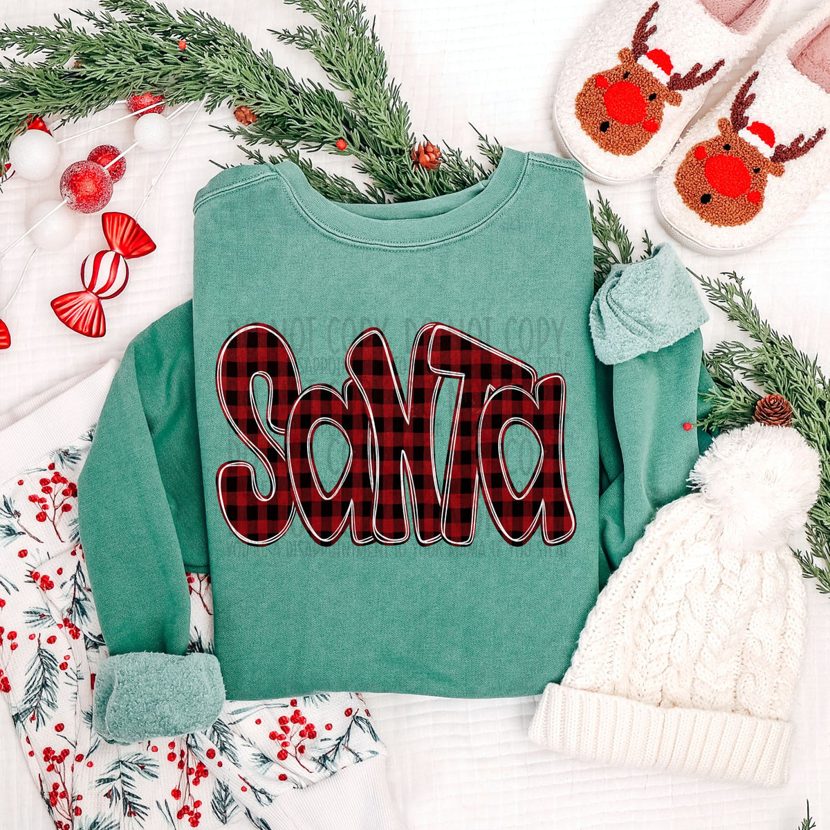 Santa red and black plaid (SWD) DTF transfer