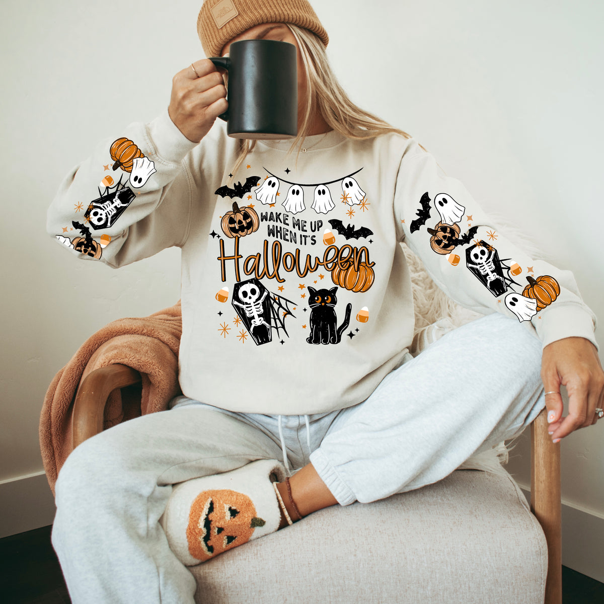 Wake me up when it’s halloween (set two sleeves) (CSC) DTF Transfer
