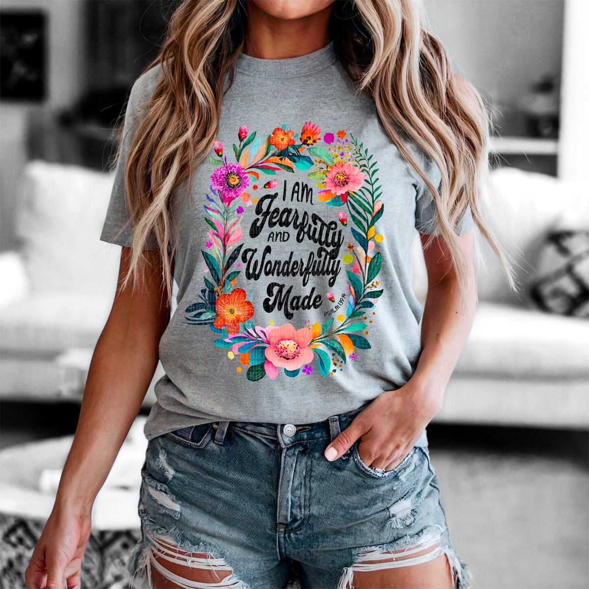 I am fearfully and wonderfully made floral circle 95007 DTF transfer