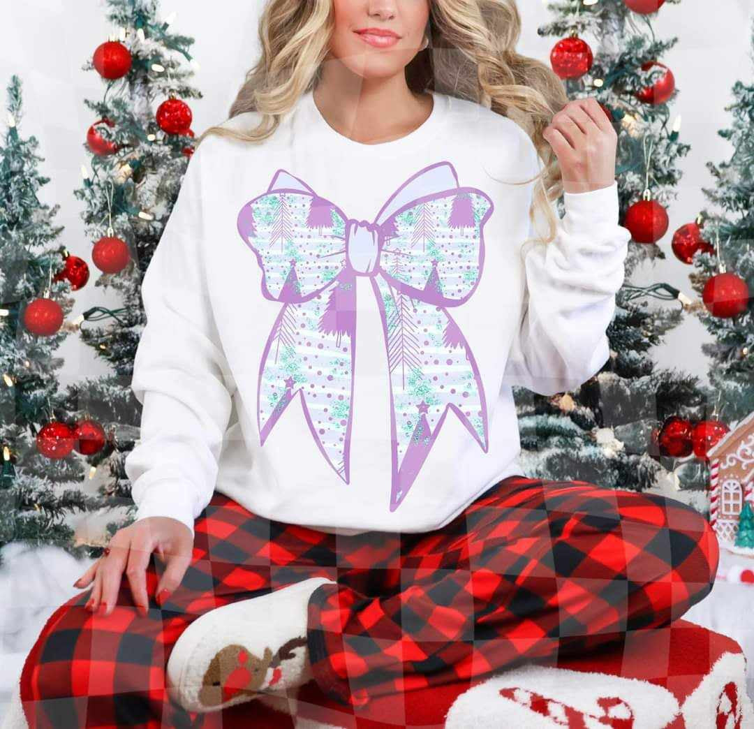 Blue and purple long Christmas bows (LYTTLE) 65641 DTF transfer