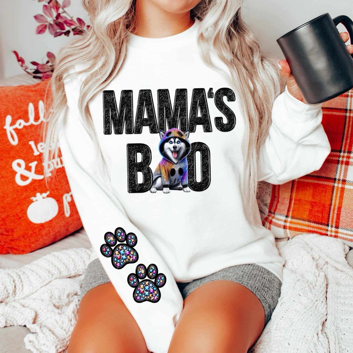 Mamas boo husky FRONT ONLY 52895 DTF transfer