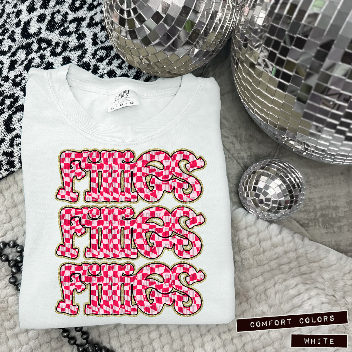 FILLIES stacked pink checkered (Caplinger) DTF transfer