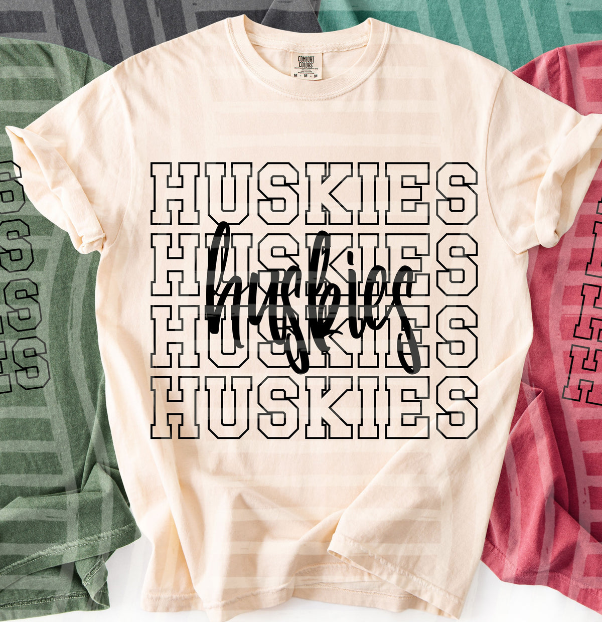 huskies simple stacked outlines (Caplinger) DTF Transfer