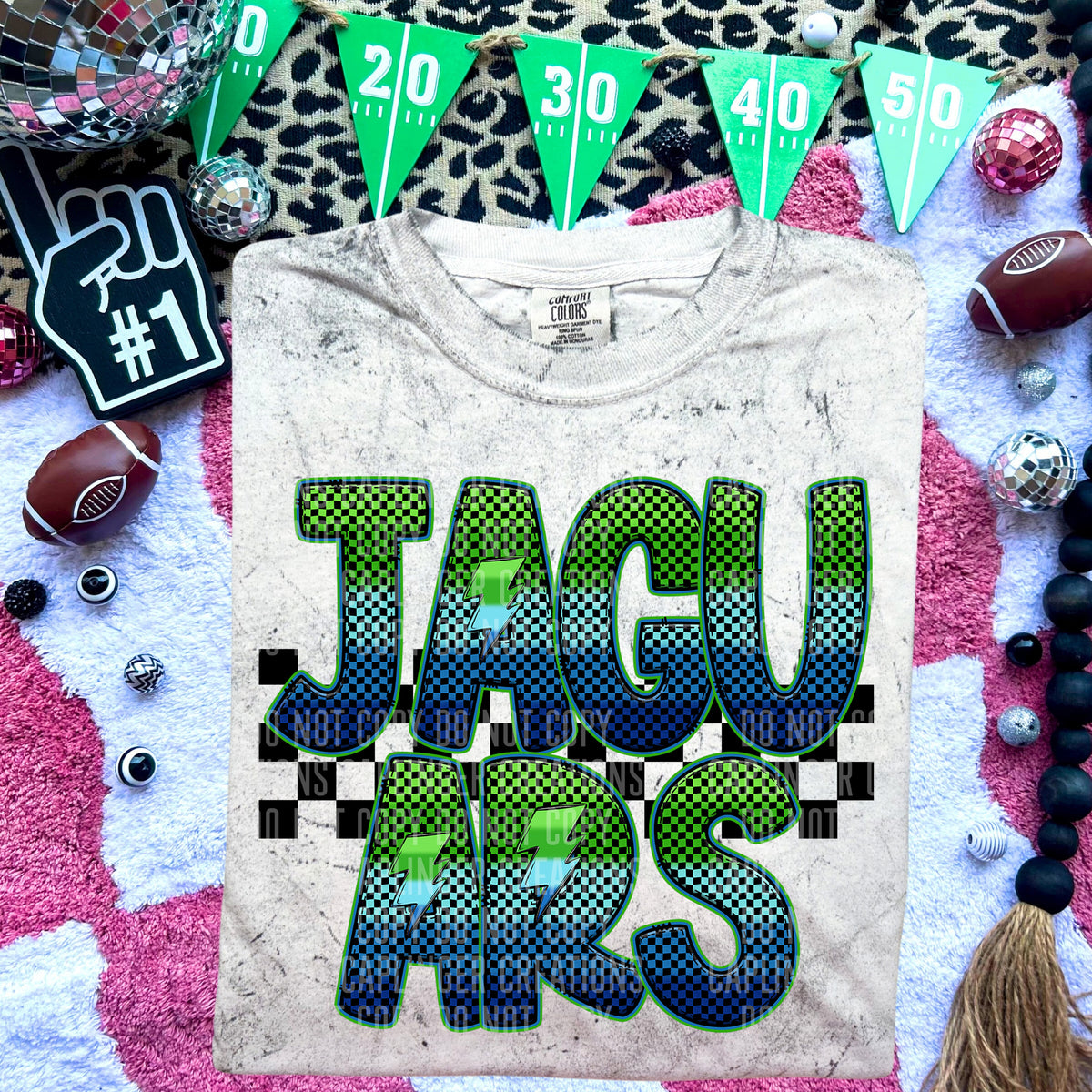Jaguars Blue and Green Checkered (Caplinger) DTF transfer
