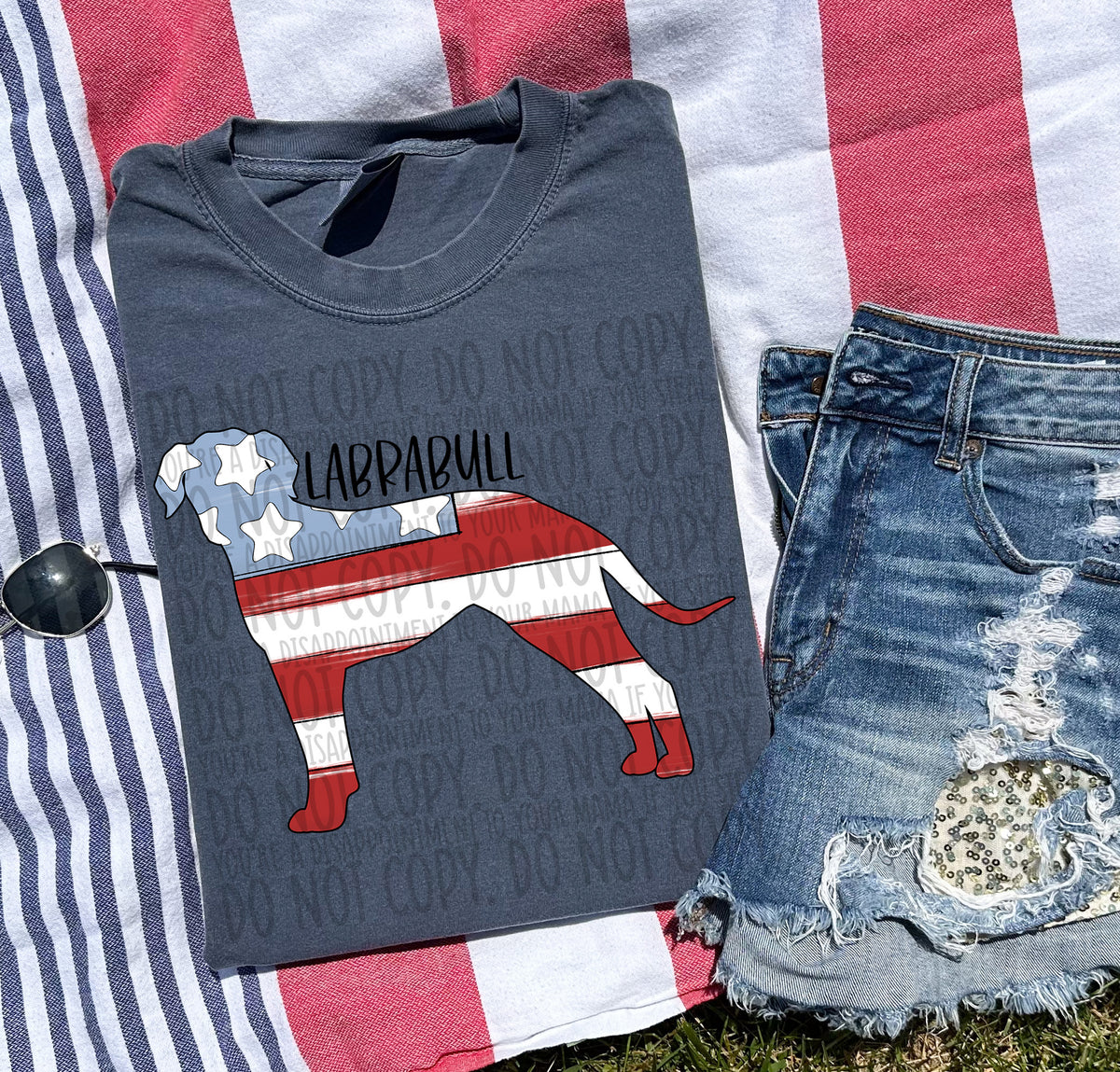 LABRABULL patriotic black font (SWD) DTF transfer