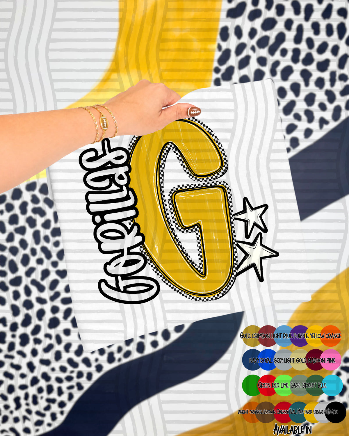 Gorillas Checker Crush Yellow (Caplinger) DTF transfer
