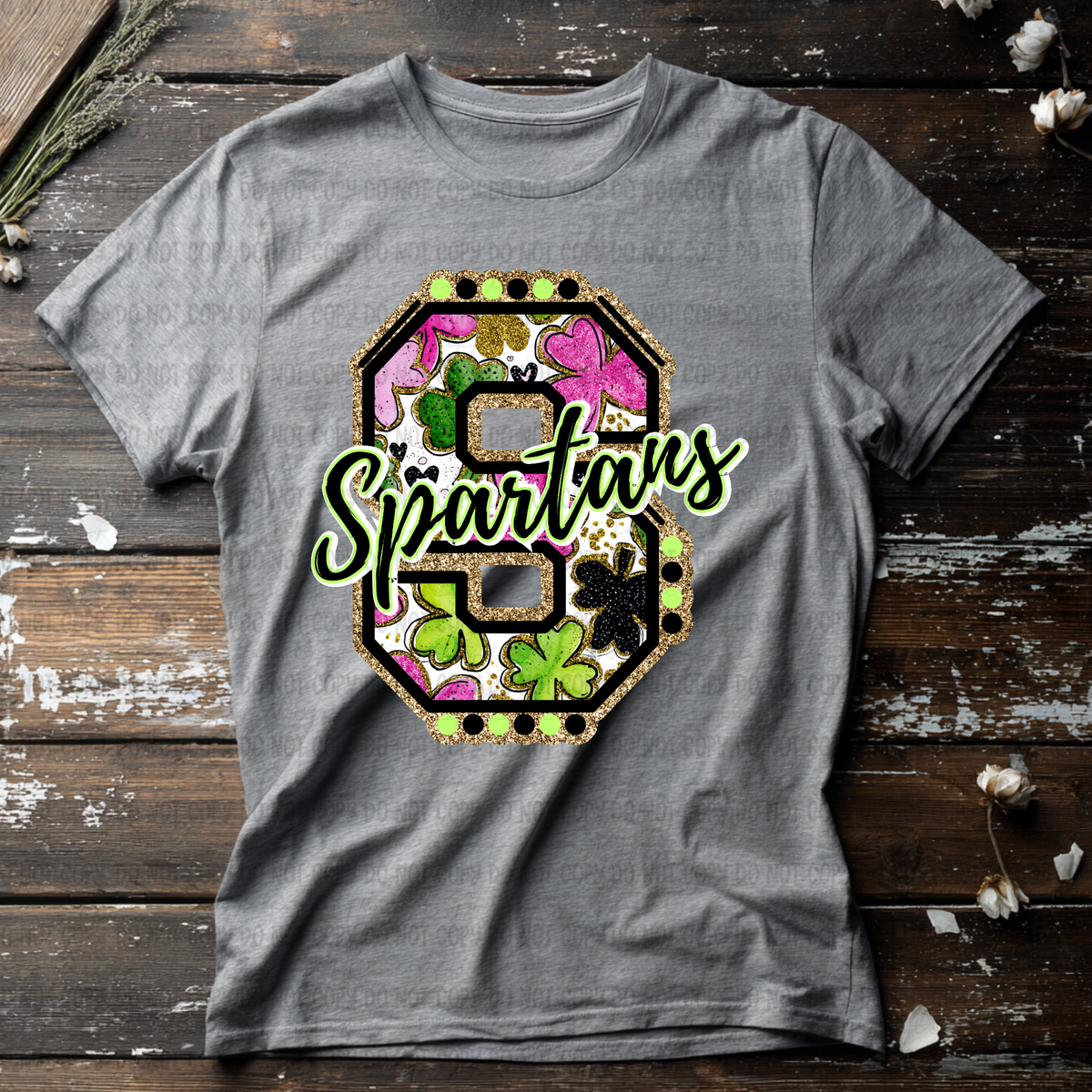Spartans letter St. Patrick's Day PINK (Revel) DTF Transfer