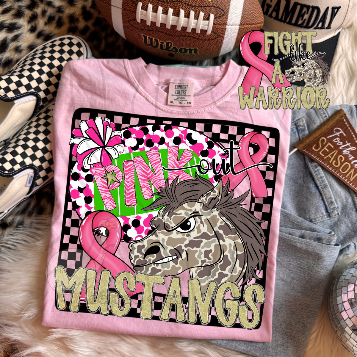 Mustangs pink out camo (DKD) DTF transfer
