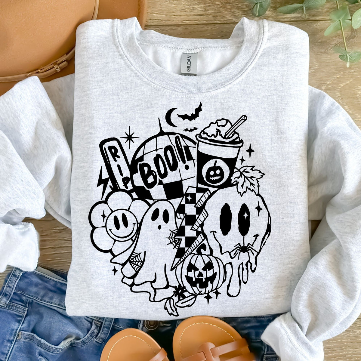 Retro Boo Black-38332-DTF transfer