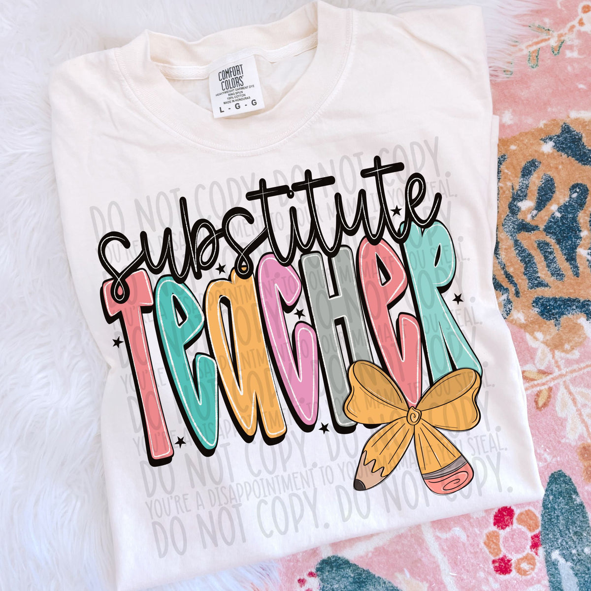 Substitute teacher pencil bow (SWD) DTF transfer