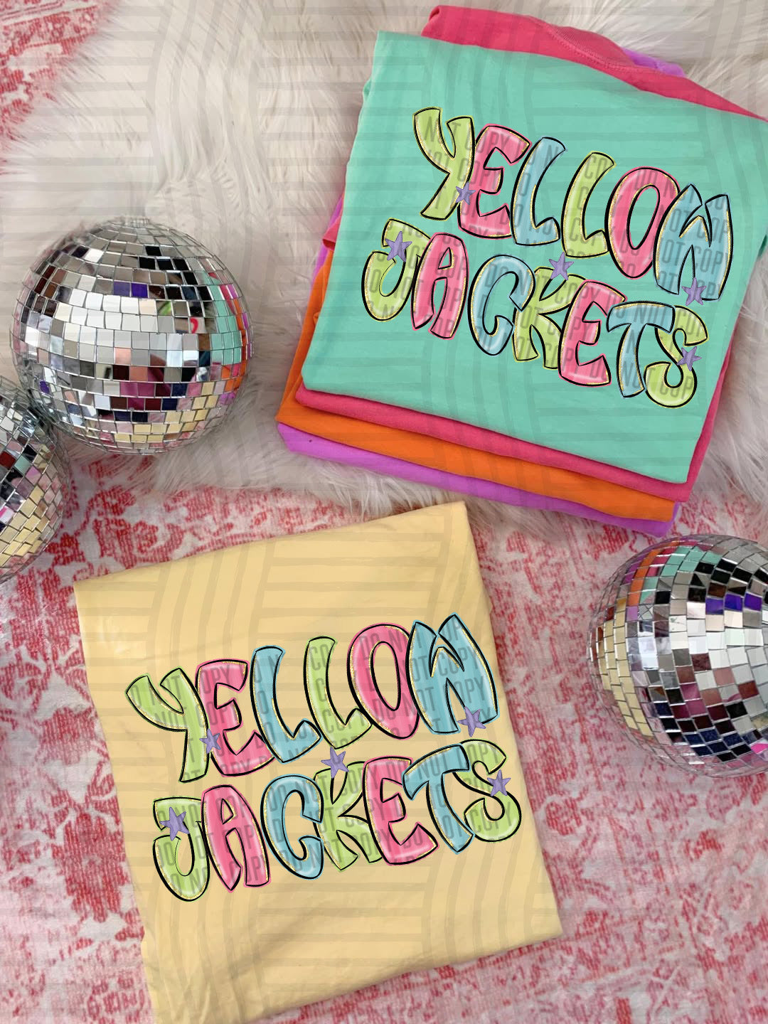 Yellow Jackets Glittery & Preppy Mascots (Caplinger) DTF transfer