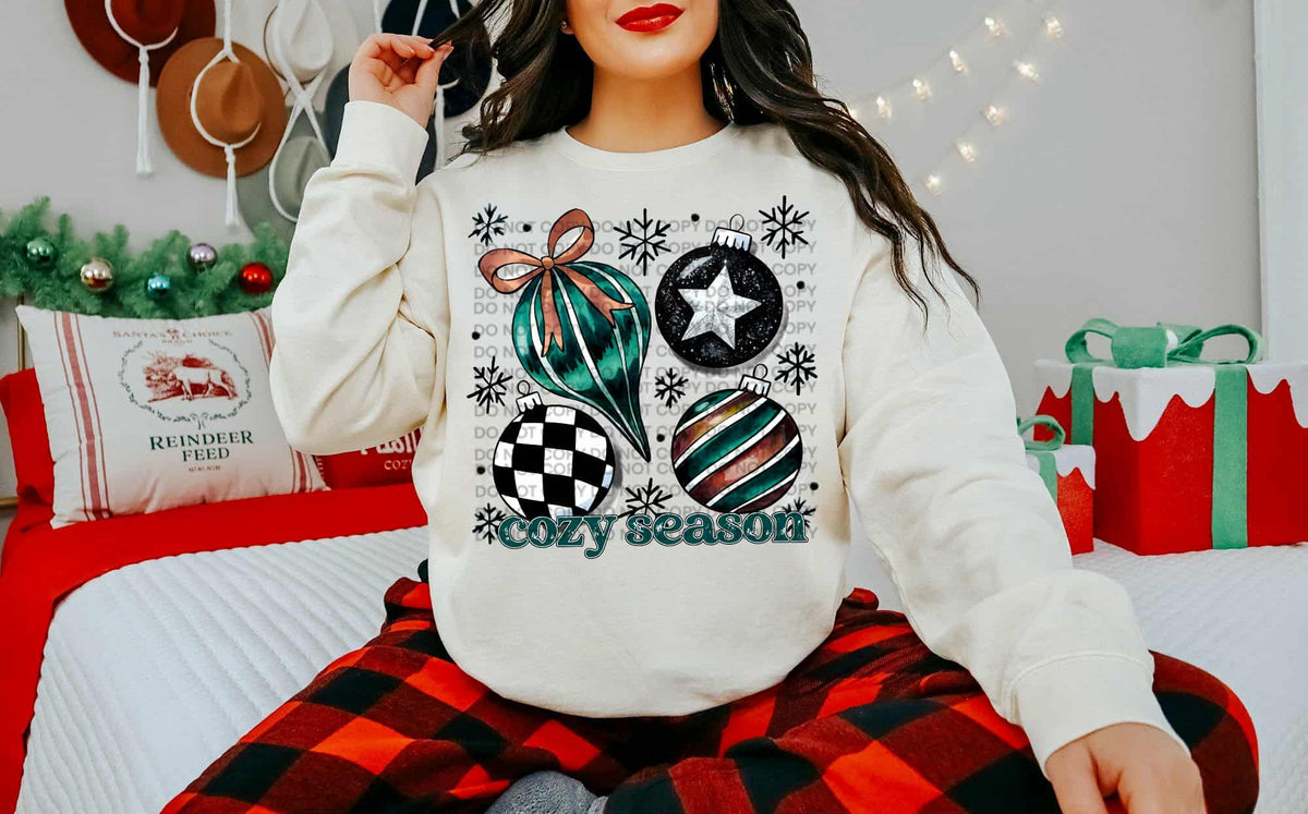 Cozy season with checker ornament (SCG) DTF Transfer