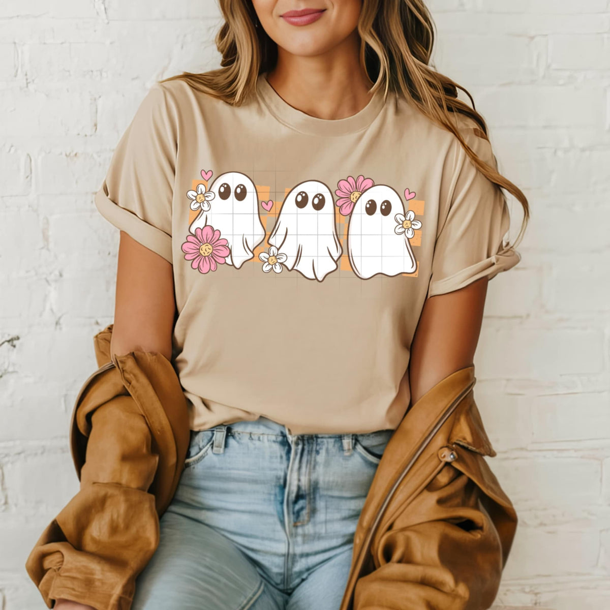 Trio ghosts with flowers (CSC) 91025 DTF transfer