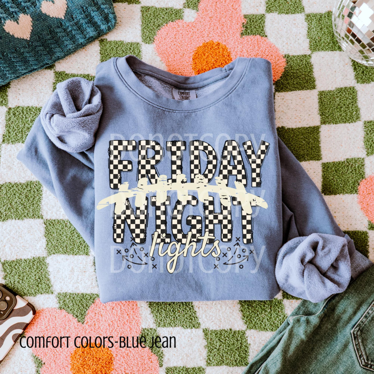 Friday Night Lights Football Checker DTF transfer