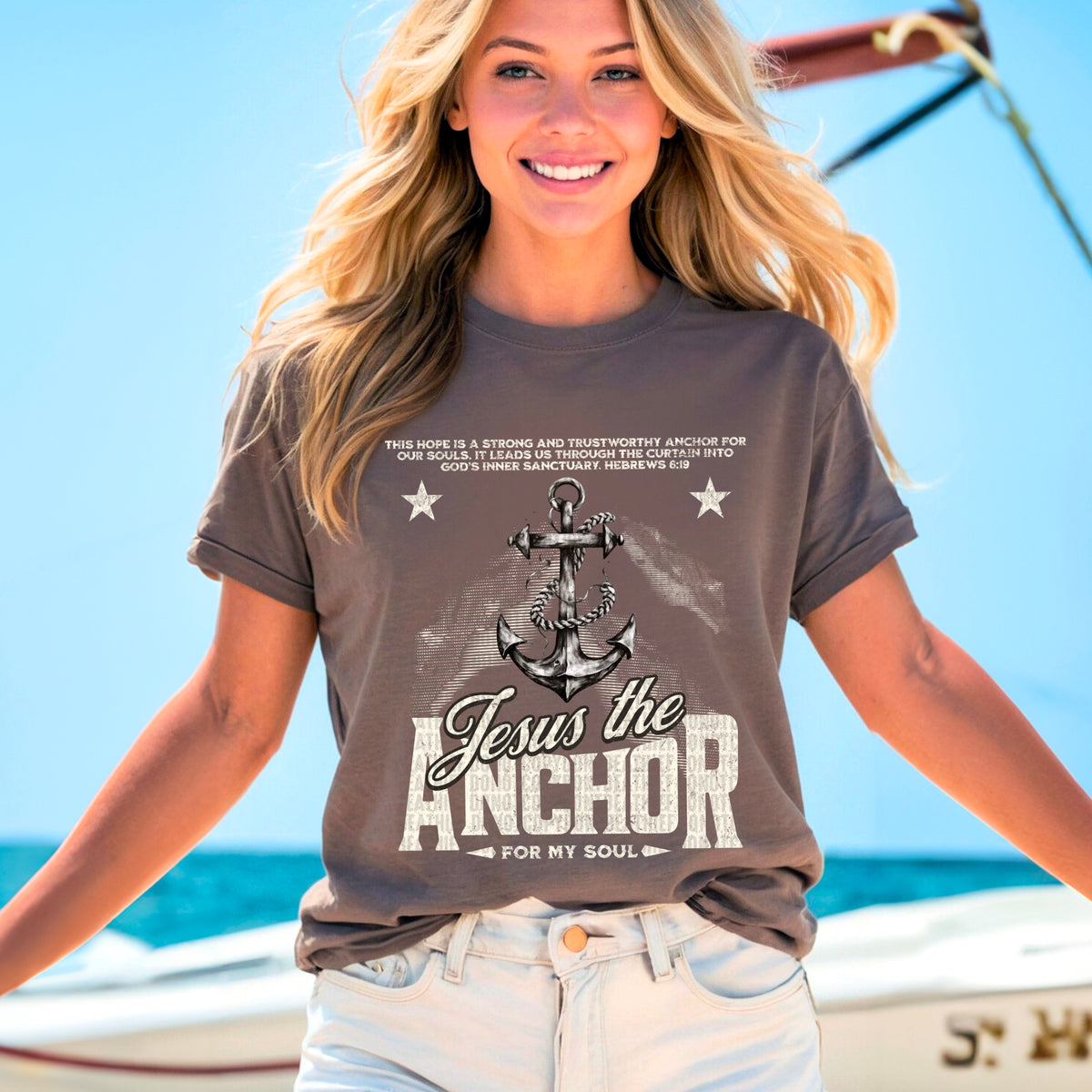 Jesus the anchor white font 95379 DTF transfer