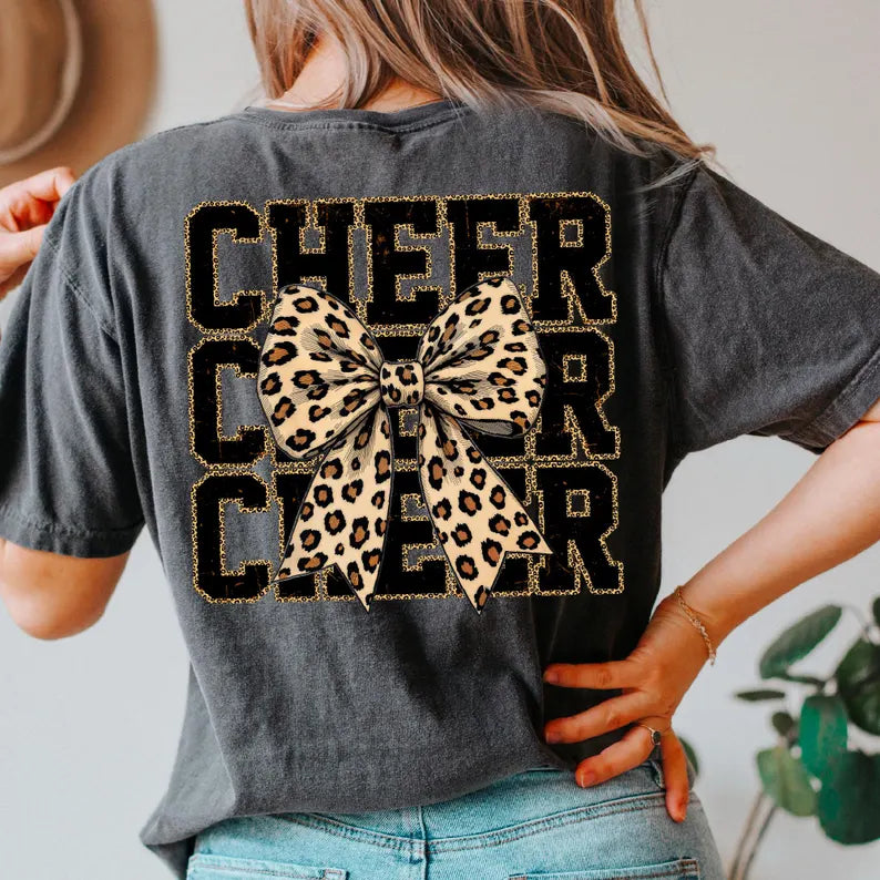 Cheer stacked leopard bow 96703 DTF transfer