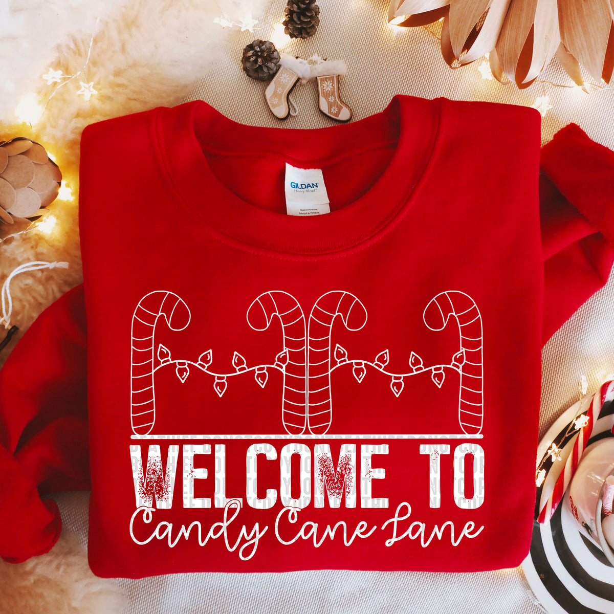 Welcome to candy cane lane WHITE 103570 DTF transfer