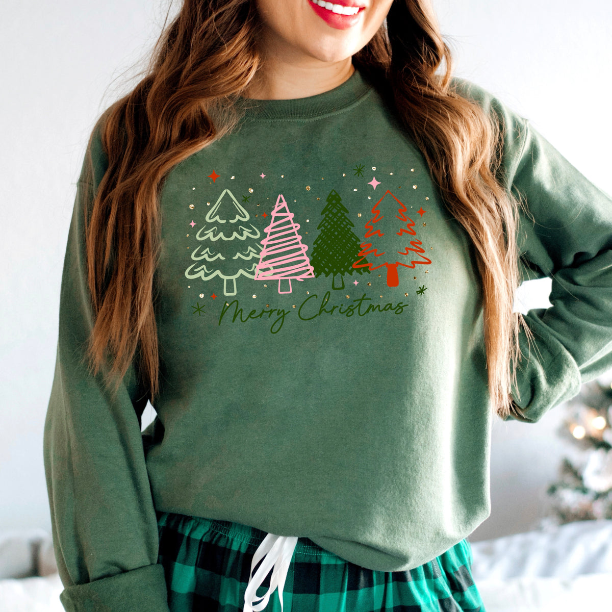 Merry Christmas trees with green (csc) DTF Transfer