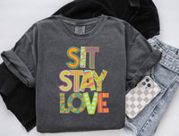 Sit stay love patterned font (S&G) 60388 DTF transfer