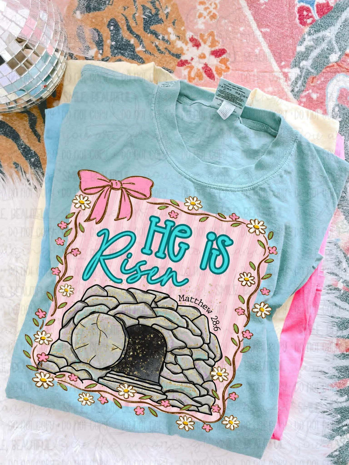 He is risen pink frame and tomb (MZ) DTF Transfer