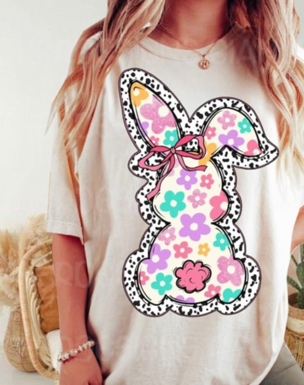 Bright floral bunny 87794 DTF transfer