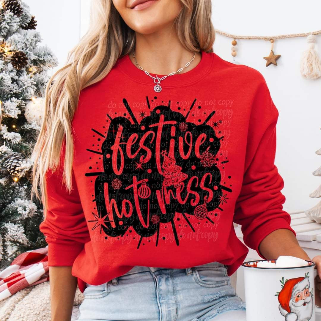 Festive hot mess (TDD) 65568 DTF transfer
