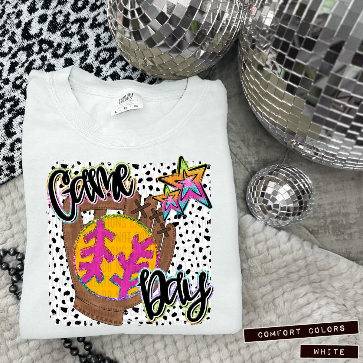 Game day softball colorful stars 95945 DTF transfer