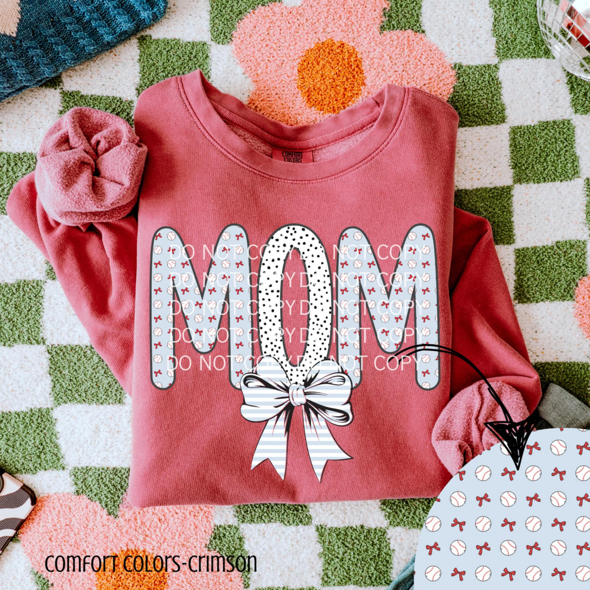 Mom baseball letters (CSG) 90207 DTF transfer