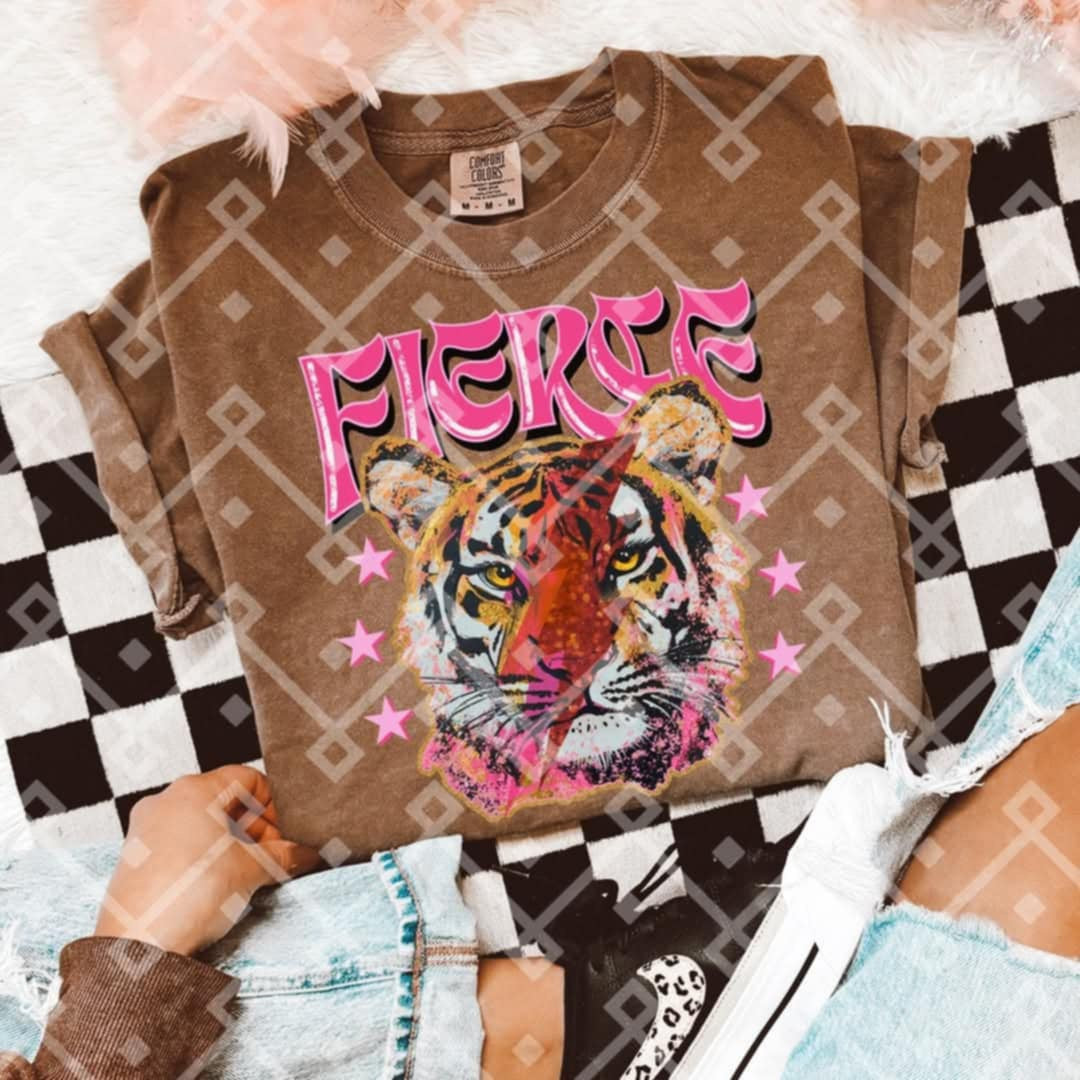 Fierce pink font tiger (Crafti) 96616 DTF transfer
