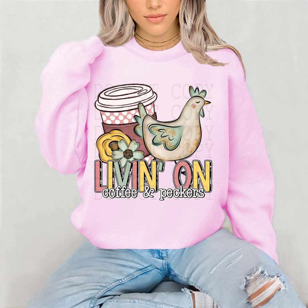 Livin’ on coffee & pecker (C’s) 84010 DTF transfer