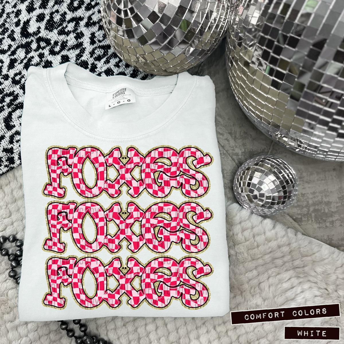 FOXES stacked pink checkered (Caplinger) DTF transfer