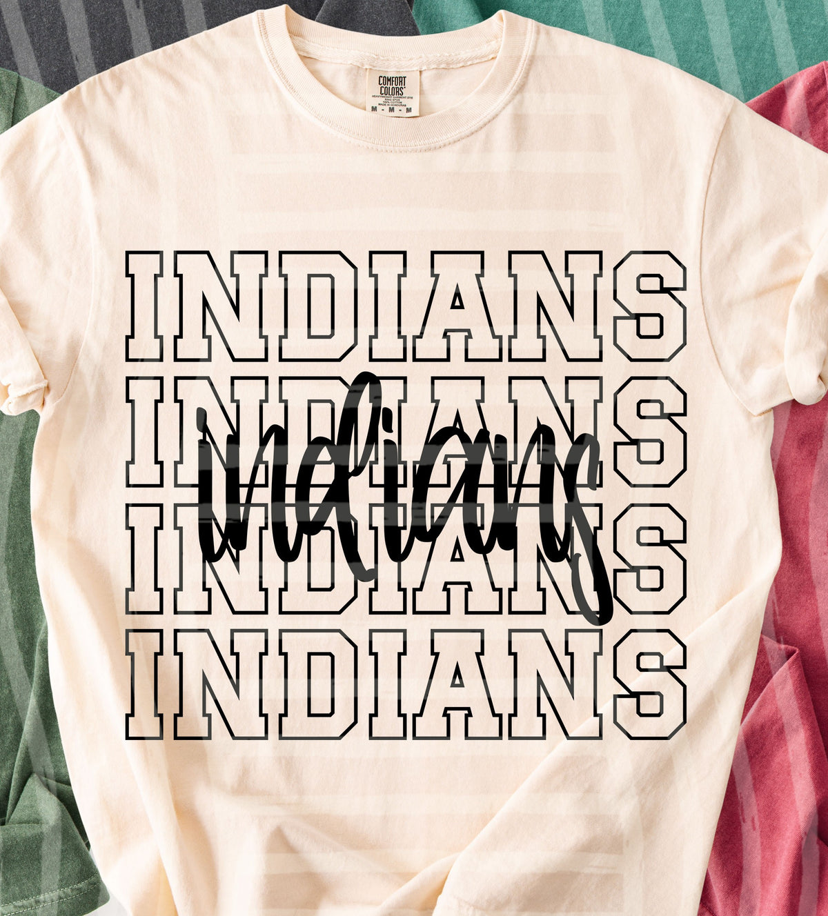 indians simple stacked outlines (Caplinger) DTF Transfer