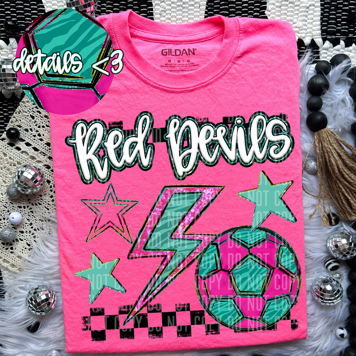 Red Devils Rainbow Soccer (Caplinger) 97412 DTF transfer