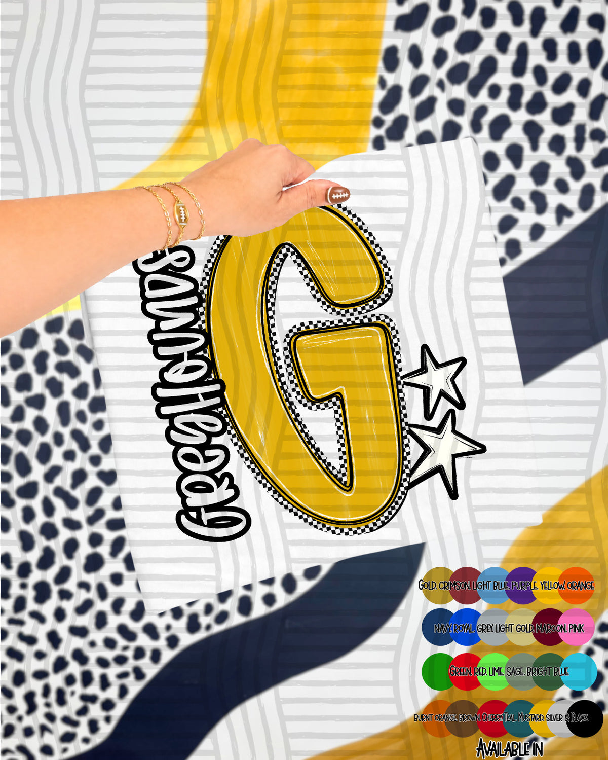 Greyhounds Checker Crush Yellow (Caplinger) DTF transfer