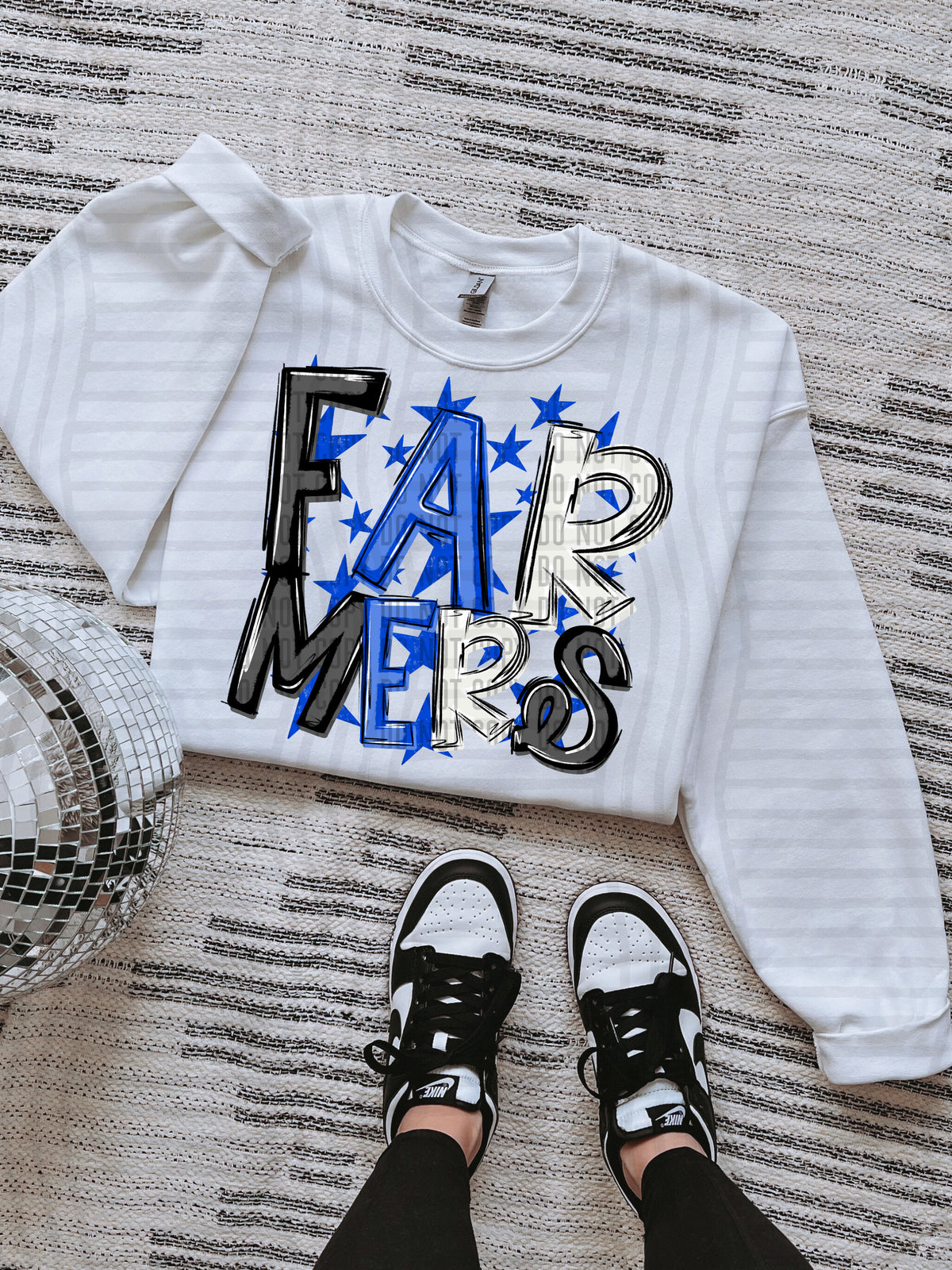 farmers black and blue with blue stars (caplinger) DTF Transfer