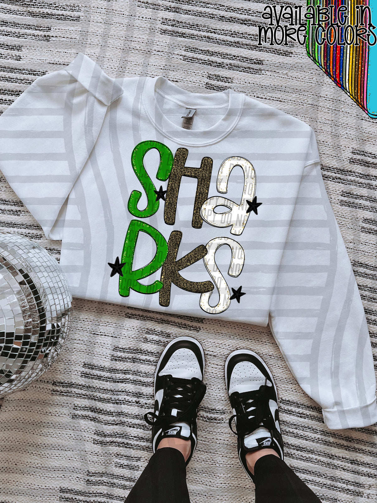 green, gray and white, sharks stacked (Caplinger) DTF Transfer