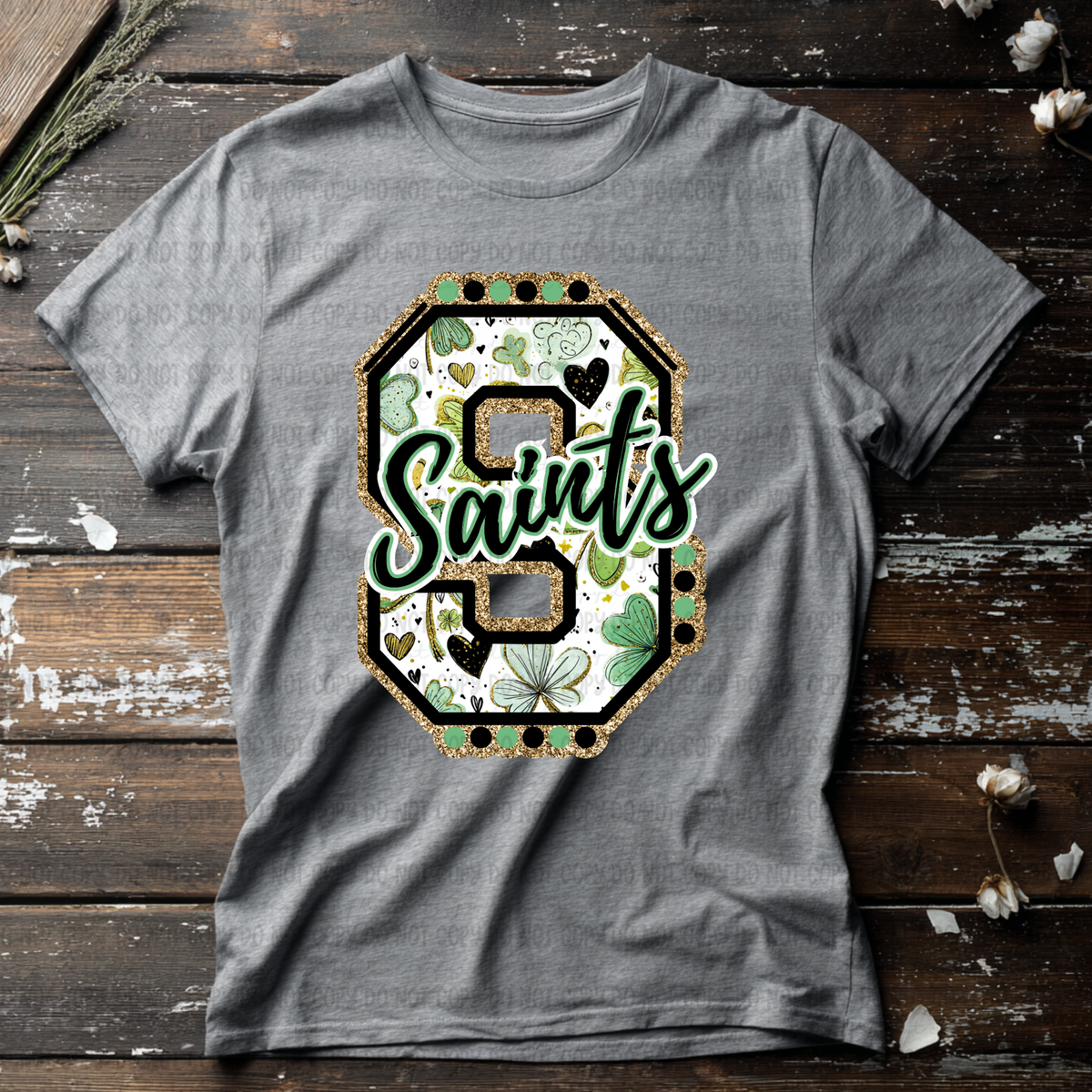 Saints letter St. Patrick's Day GREEN (Revel) DTF Transfer