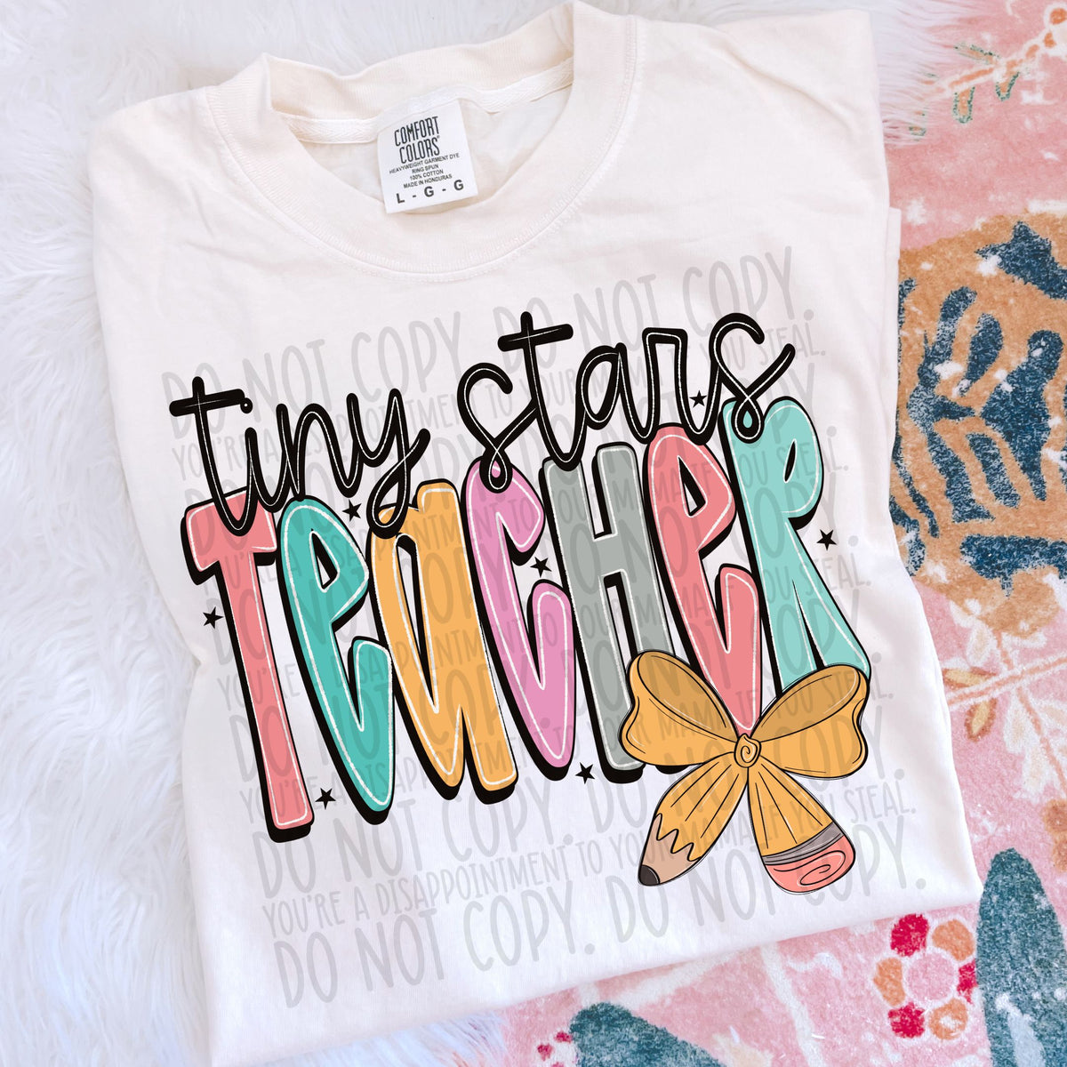 Tiny Stars teacher pencil bow (SWD) DTF transfer