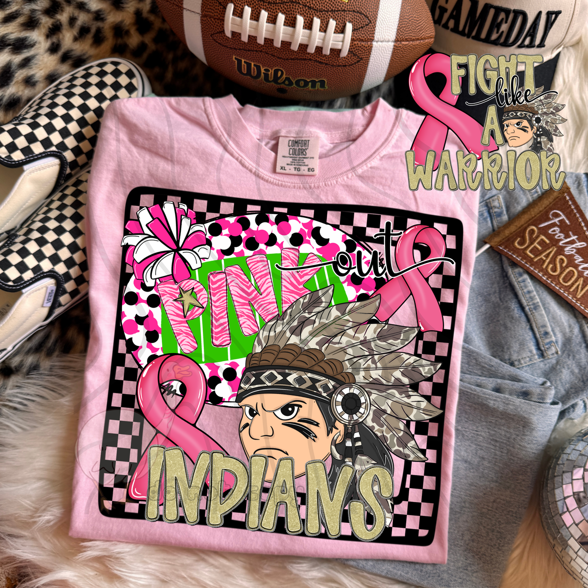 Indians pink out camo (DKD) DTF transfer