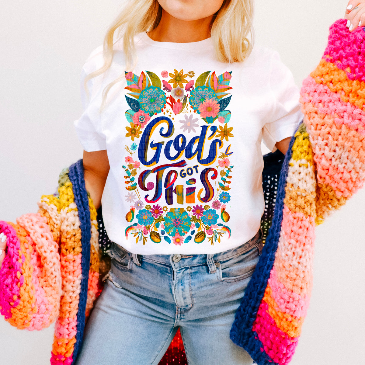 Gods got this floral frame 94934 DTF transfer