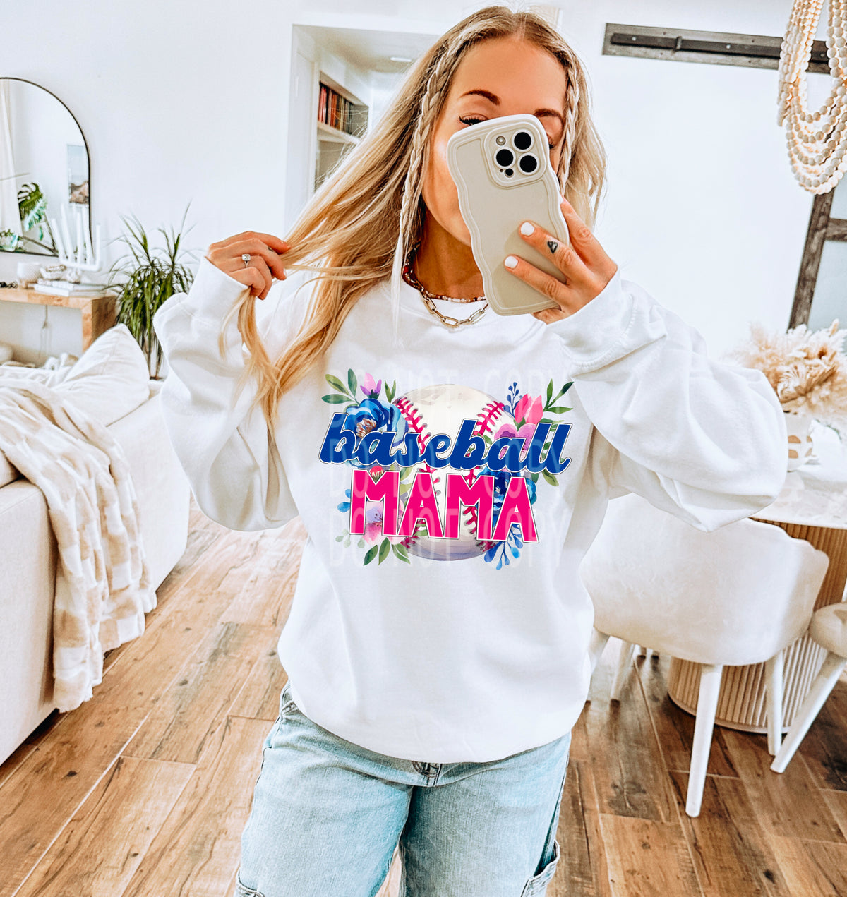 Baseball mama blue and pink (DD) 96649 DTF transfer
